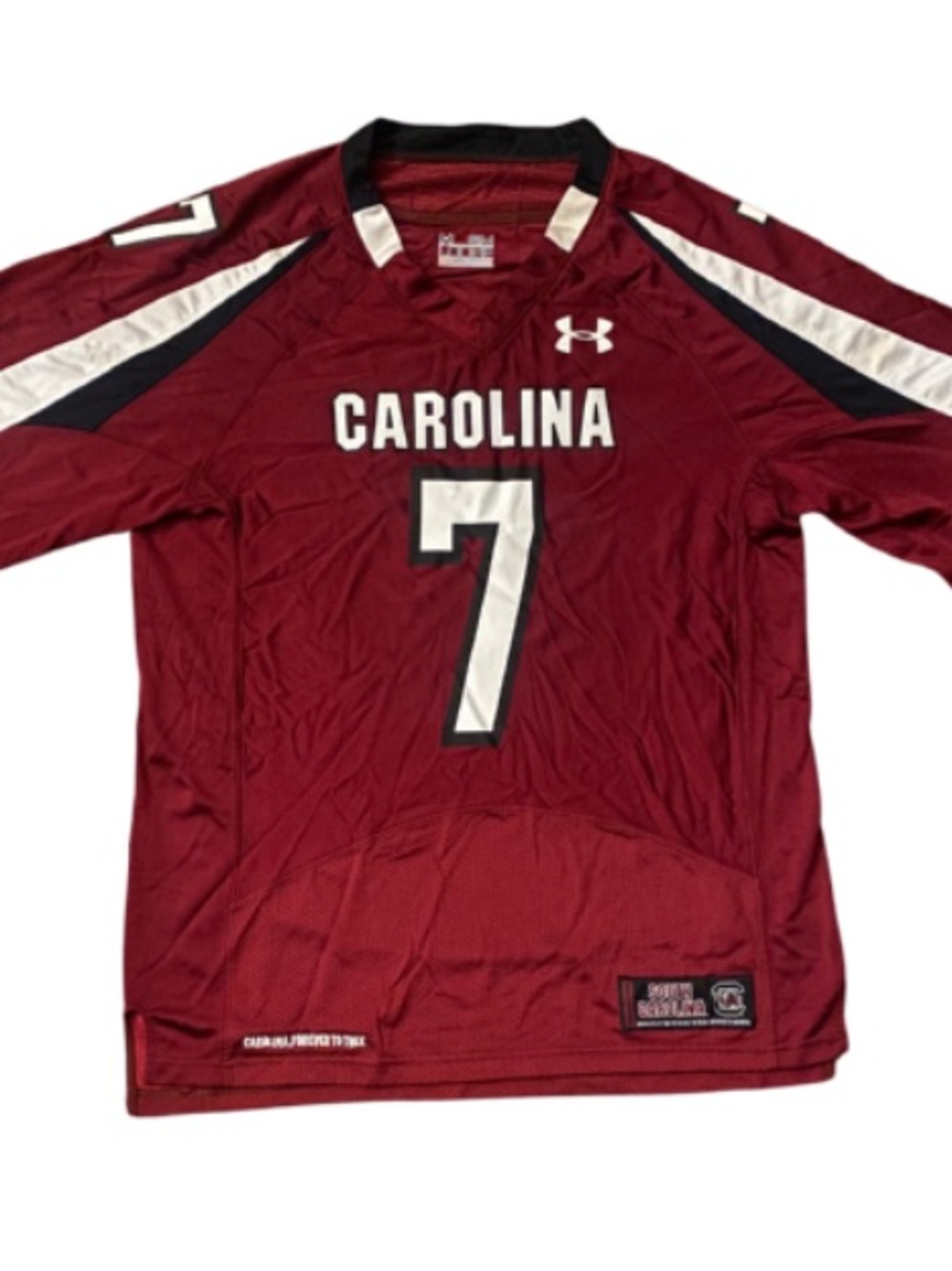 USC GAMECOCKS Under Armour #7 Men's Football Jersey with White & Black Accents